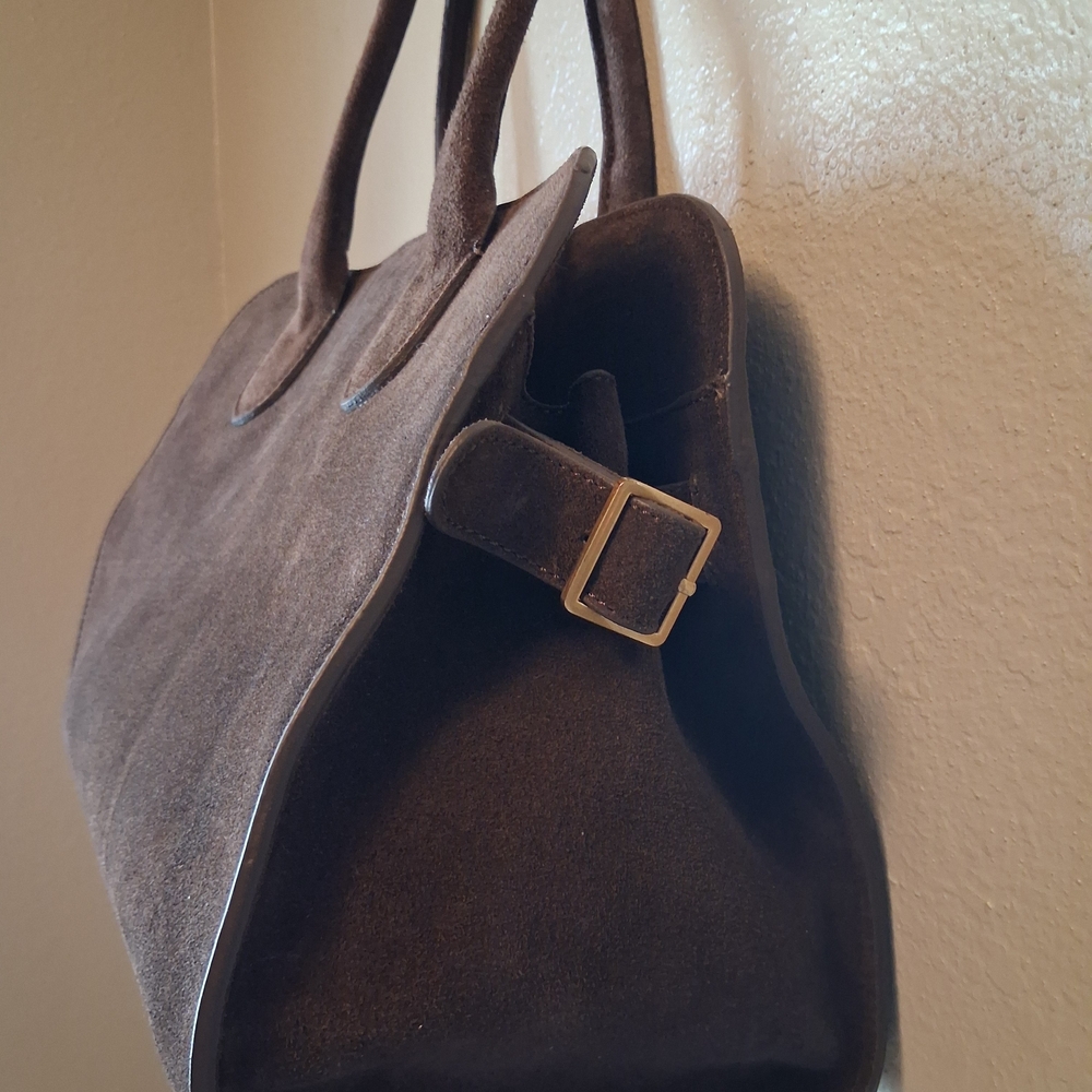 Zara Brown Suede Women's Satchel - Picture 3 of 4